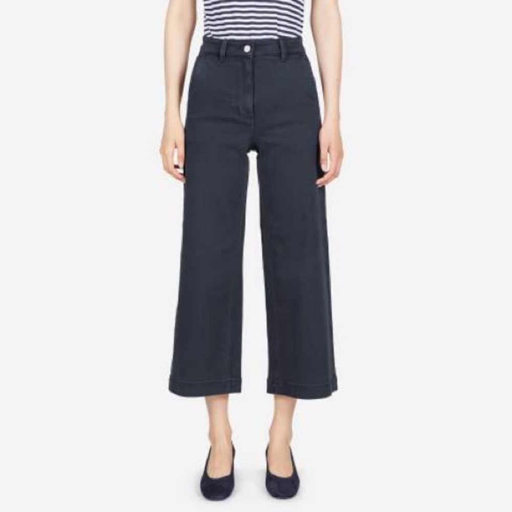 Everlane Wide Leg Cropped Pant- Blue